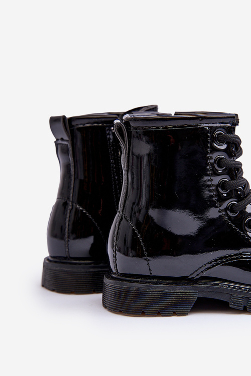 Children's Boots Laquered With Zipper Black Tibbie