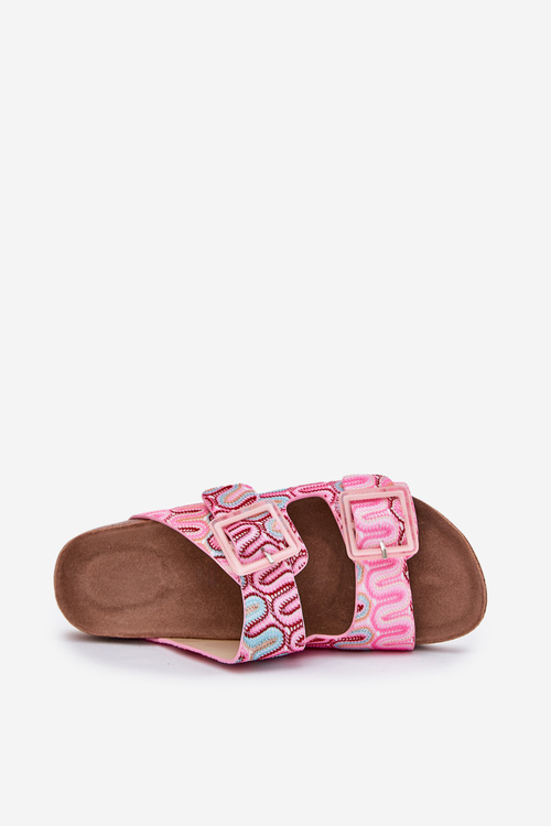 Women's Slippers With Buckles And Glitter Pink S.Barski RB51-006