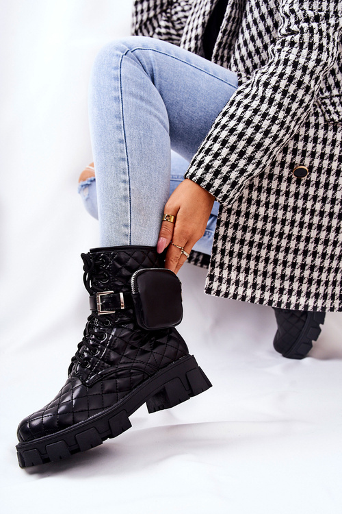 Botki Z Nerką Pikowane Czarne Maureen