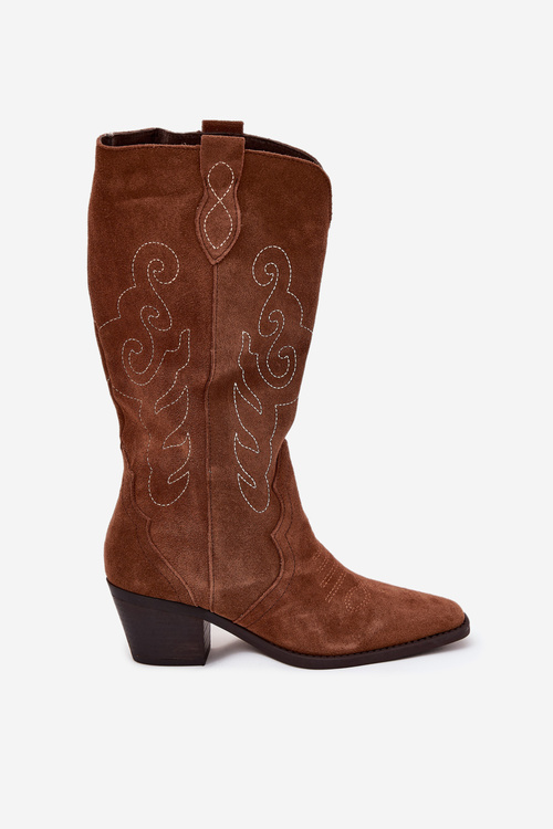 Suede Cowboy Boots For Women With Heel Camel Karira