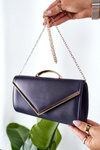 Elegant Clutch Bag With Chain Dark Blue