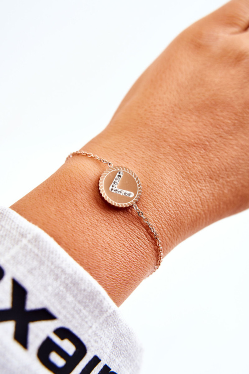 Bransoletka Damska Celebrytka Ozdoba Cyrkonie Różowe Złoto