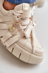 Women's Leather Sneakers With Decorations CheBello 4292 Beige