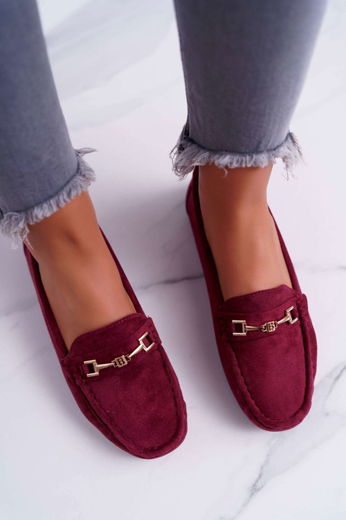 Mokasyny Damskie Zamszowe Comfort Bordowe Anzio