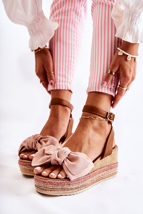 Sandals Suede Wedge Pink Natina