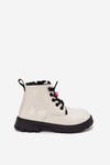 Insulated Kids' Patent Leather Boots with Buckle Bear White Jovellea