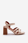 Women's Beige Sandals on a Heel Opifiana