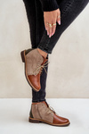 Leather Ankle Boots On A Flat Heel Brown Zazoo 4078