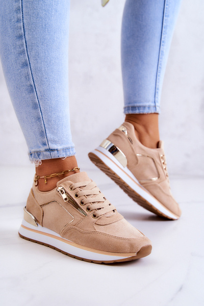 Buty Sportowe Zamszowe Platforma Ciemnobeżowe Riverside