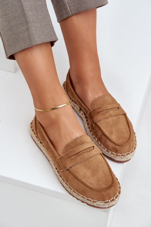 Espadryle Damskie Płaska Podeszwa Jutowa Plecionka Camel Shilova