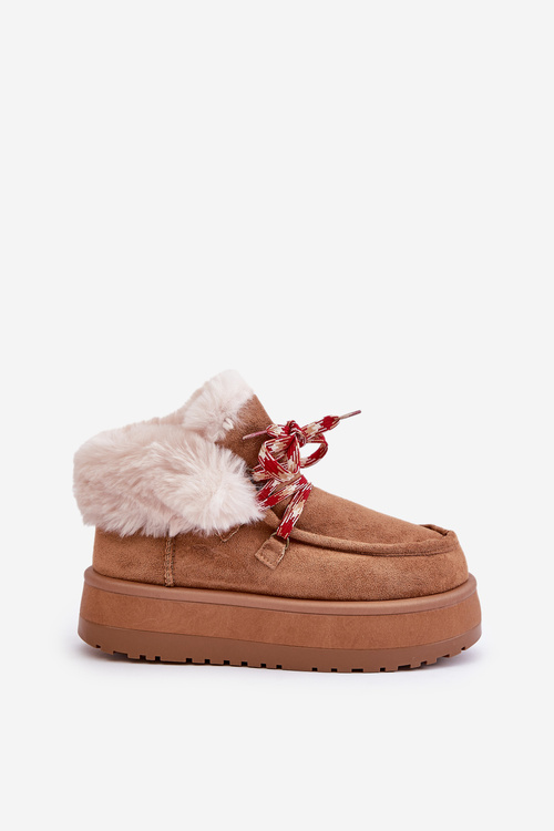 Low Women's Snow Boots On Platform With Fur Camel Neathren