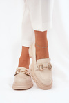 Ladies Moccasins Eco Leather With Gold Detail Beige Ravalissea