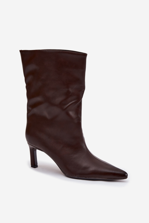 Slip On Women's Ankle Boots On Heel Made Of Eco Leather Chocolate Norell