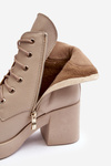 Leather Women's Heels on a Heel Beige Lemar Leocera