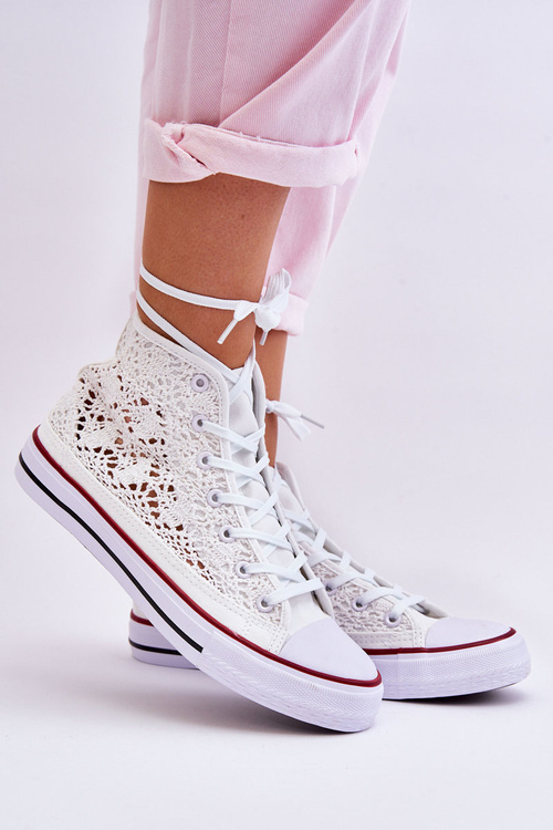 Women's Lace High Sneakers White Cornella