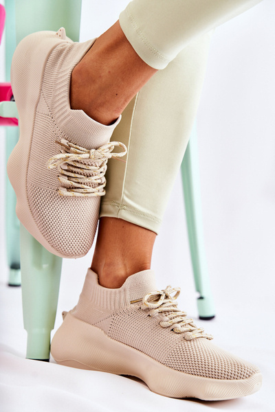 Buty Sportowe Wsuwane Damskie Jasnobeżowe Dalmiro