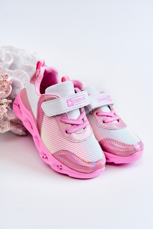 Children's Leather Sports Shoes White-Pink Loopsy