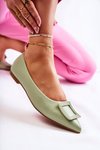 Leather Ballerinas With Spitz Ornament Green Simone 