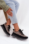 Suede Insulated Sneakers for Women on Platform Vinceza 66836 Leopard Print Black