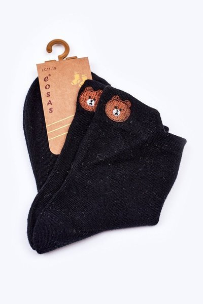 Children's Cotton Socks With A Teddy Bear COSAS Black