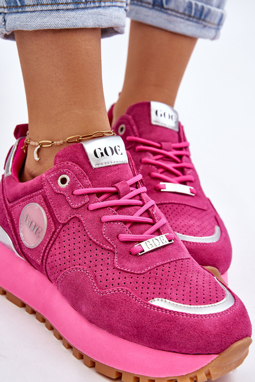 Buty Sportowe Damskie Zamsz Platforma Fuksja GOE LL2N4002