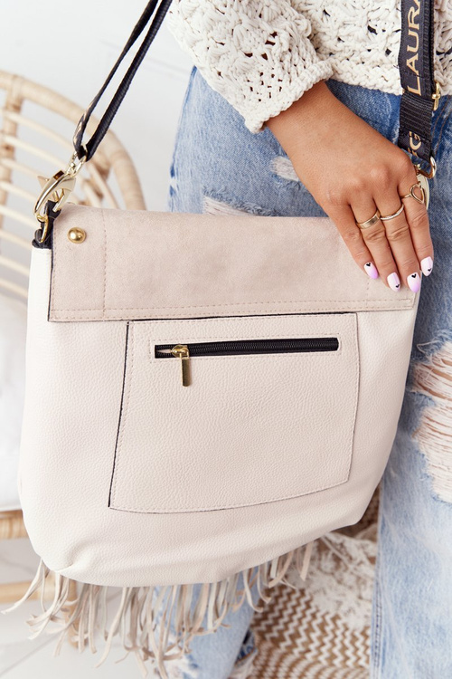 Women's Messenger Bag With Fringes LAURA BIAGGI Beige