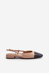 Patent Leather Ballerinas On Low Heel With Open Heel Beige Kairael