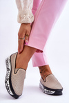 Women's Openwork Leather Sneakers Slip-On Beige Sorito