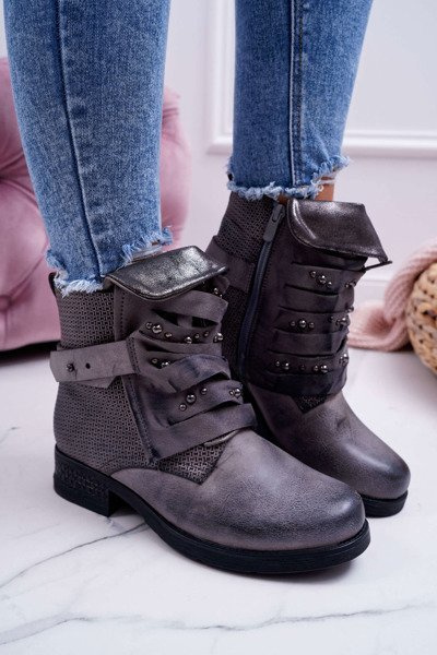 Women's Flat Heel Booties Warm Grey Debra