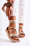 Leather Sandals On The Platform Maciejka 05559-25 Gold