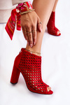 Botki Ażurowe Zamsz Czerwone Jenissa
