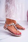 Women's Silver Sandals with Stones Tenese