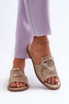 Elegant Shiny Women's Slippers with Decoration S.Barski KV27-032 Gold