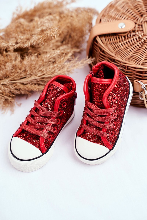 Children's Sneakers With Glitter Red Ally