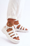 Leather Sandals With Stripes White Colet