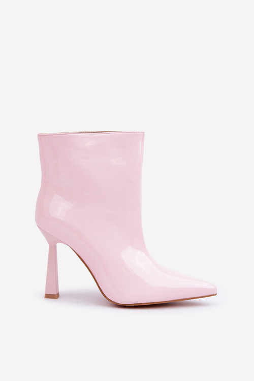 Patent Ankle Boots With Pointed Toe Light Pink Seliri