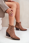 Fleece Lined Cowboy Boots Eco Suede With Zip Brown Virtris