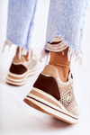 Fashionable Women's Sport Shoes On A Wedge Beige and brown Aronne