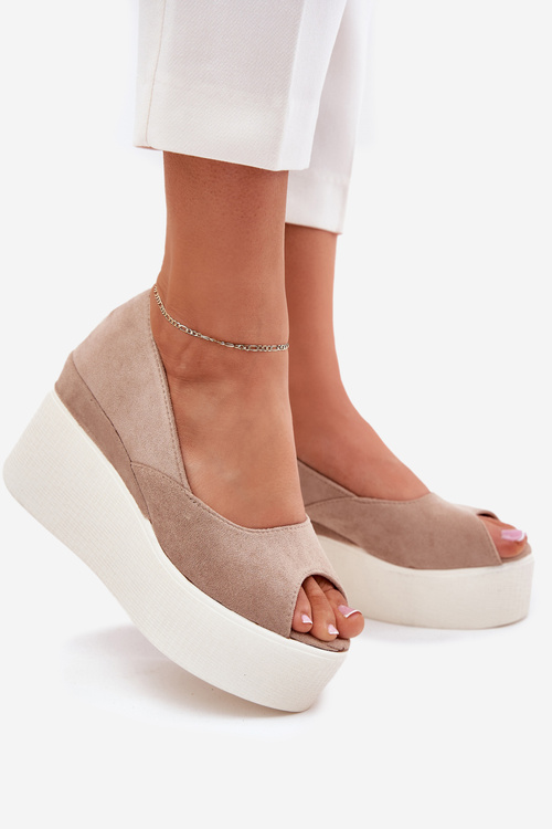 Womens wedge and platform sandals beige Felyra