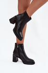 Leather Women's Ankle Boots On Heel Black Julissa
