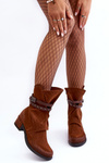 Women's Low Heel Boots With Straps Camel Thelereia
