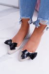 Lu Boo Beige / Black Meliskirt Rubber Ballerinas Big Bow