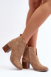 Women's Boots on Chunky Heel Beige Nolira