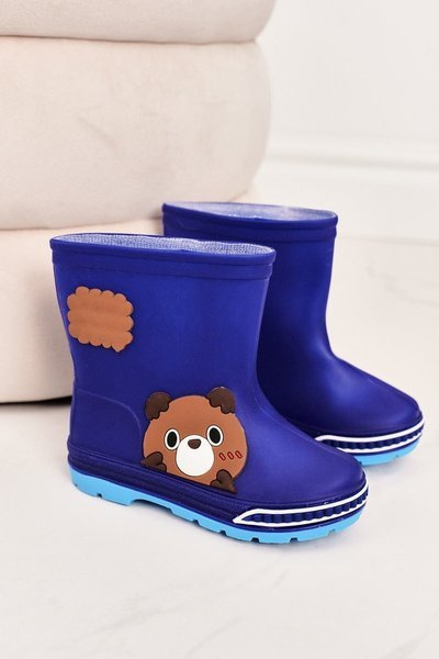 Children's Rain Boots With A Teddy Bear Dark Blue