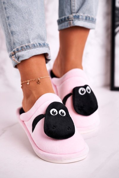 Women's Velor Slippers With Sheep Light Pink Charlie