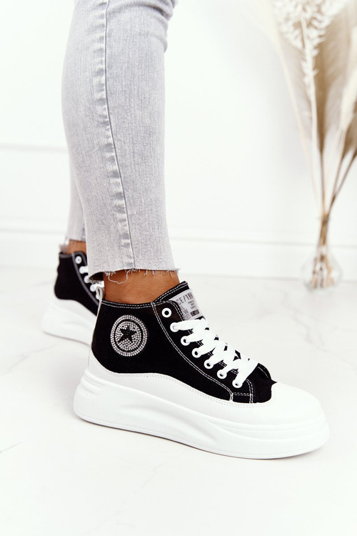 Women's High Sneakers On A Platform Black Nice Girl