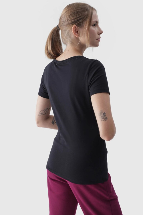Women's Smooth T-Shirt With Logo Black 4F 4FWMM00TTSHF1845-20S