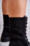 Botki Damskie Skarpeta Płaski Obcas Czarne Liam
