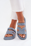 Women's sandals with decoration on the platform blue Delyna
