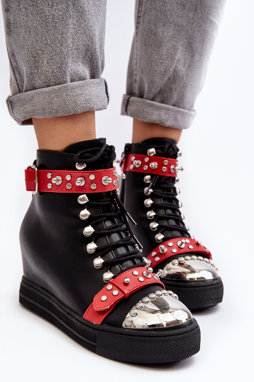 Women's Insulated Wedge Boots With Jets Suede Black Lu Boo